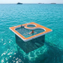 13x13ft Inflatable Sea Pool with EVA Non-Slip Surface, Thick PVC Inflatable Floating Swimming Pool for Yachts & Marine Use
