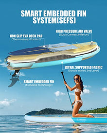 Highpi Inflatable Stand Up Paddle Board 11'x33''x6'' Vertically Center-Folded SUP Blue Wood