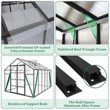 Greenhouse with Aluminium Alloy Frame and High Headroom for Growing Plants, Flowers, Outdoor Plant Green Houses with Drainage Gutter System and Double Door Design for Backyard