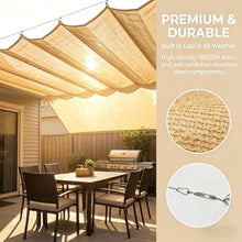 Retractable Shade Sail, Slide Wire Wave Shade Sail, Sun Shade Sail, UV Resistant Sun Protection Wave Canopy Cover with Mounting Kit for Pergola, Porch, Customizable(W1.8*L10m/W5.90*L32.81ft)