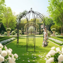 GENUINQ Large 9 FT High Baroque Metal Iron Gazebo Arbor Frame Plant Trellis