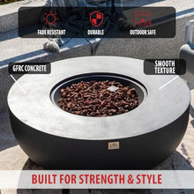 AMS 44" Round Concrete Propane Gas Fire Pit Bowl Table (Dark Gray)