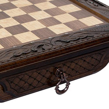 HandCraftoria Large Handmade Wooden Chess Set with Storage Brown