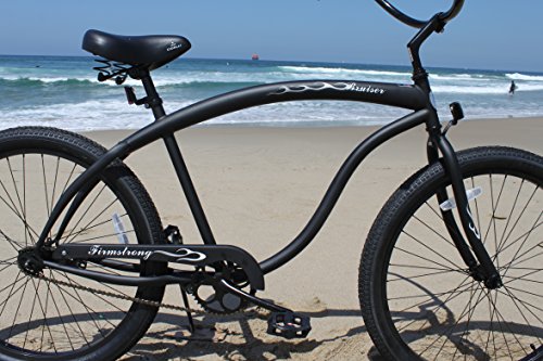 Firmstrong Men's Beach Cruiser Bike 21-Speed 26-Inch Matte Black