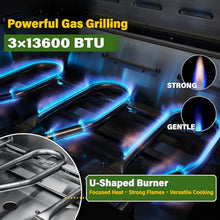34 Inch Built In Gas Grill, 3 Burner Propane, High Hood for Outdoor Kitchen