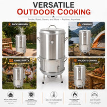 WPWSDWMX Vertical Smoker Grill Combo 36.6in Stainless Steel Charcoal Meat Smoker with Built-in Thermometer Full Accessories for Outdoor BBQ Camping