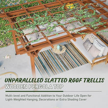 Wooden Grape Pergola for Climbing Plants - Outdoor Garden Trellis for Vineyard, Backyard, Deck, Patio - Sturdy Fir Wood Arbor with Weather-Resistant Finish (Brown) (12 x 10)