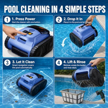 Robotic Pool Cleaner, Automatic Pool Vacuum with Wall Climbing, 190-Min Runtime, Cleans Floor, Walls, Waterline, Drain, Skimmer for Inground and Above Ground Pools Up to 2150 sq ft