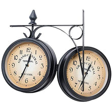 NUHSLF Wall Clock, Outdoor Garden 8 Inch Double Sided Paddington Station Clock Antique-Look Bracket Waterproof Indoor Decoration Outside,White (Black)