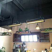 KAJIAO Industrial Wine Racks Bottle Holder Ceiling Creative Plant Railing Shelf with Solid Wood Board and Iron Frame, Hanging Flower Pot Rack Storage Stand for Bar Flower Shop Balcony(60x25x15CM)