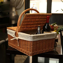 ASWRTYJO Willow Vegetable Basket Handwoven Rectangular Picnic Basket Outdoor Food Storage Picnic Basket
