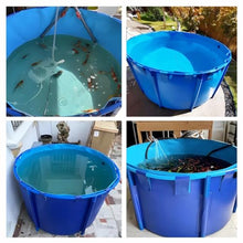 Canvas Fish Pond Pool, Round Portable Water Storage Tank, Above Ground Fish Ponds, Large Collapsible Outdoors Tarpaulin with Steel Bracket, for Breeding Koi, Garden Lrrigation ( Color : Blue , Size :