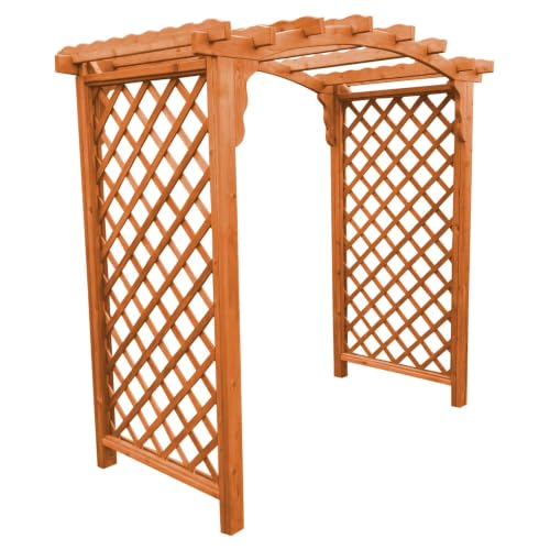 Keystone Amish Co. Newberry Cedar Garden Arbor, Heavy Duty Outdoor Wooden Archway Trellis for Climbing Plants, Amish Crafted, Made in USA, 6-Foot, Cedar Stain