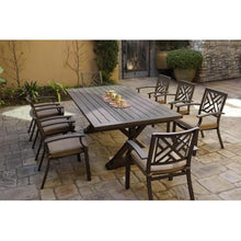 Darlee Brooklyn 9 Pc Aluminum Dining Set w/ 86 X 44 Inch Table in Multi Brown/Sesame