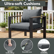 SAILARY Outdoor Patio Furniture Set 4 Seats Luxury Aluminum Patio Conversation Set with Coffee Table, Washable Thick Cushions, Large Sectional Sofa for Porch, Balcony, Deck, Yard, Gray