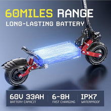 Brigittebike Electric Scooter 6000W Dual Motor 60V 33AH Up to 50 MPH 60 Miles Range Ferrous