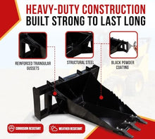Mytee Products 46" Deep Stump Bucket Tree Scoop Digger with H&L 230 Series Teeth and Pins for Ripping Roots, Digging, Uprooting Stumps, Land Clearing, and Handling Large Debris.