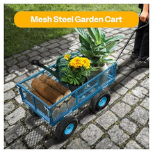 Mesh Garden Dump Cart with Removable Sides Heavy Duty Garden Cart Wagon, for Soil Mulch Plant Transport