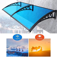 KDDEON Blue Curved Polycarbonate Cover,Aluminum Alloy Household Window Rain Shelter Cover,Door Window Awning,Back Porch Garden Awning Shelter,Eaves Balcony Sunshade Canopy,Customizable (47"x94")