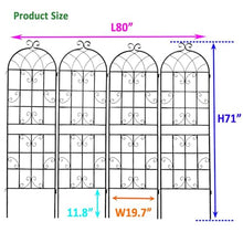 leoglint 4 Pack Metal Garden Trellis 71" x 19.7" Rustproof Trellis for Climbing Plants Outdoor Flower Support Black
