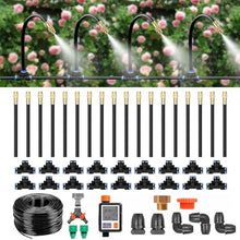 Quick-Connect Drip Irrigation System Kit With intelligent timer for Garden Watering System with Tubing Emitters and Accessories Plant Watering Devices for Greenhouse Lawn Patio 50m/164ft+Timer