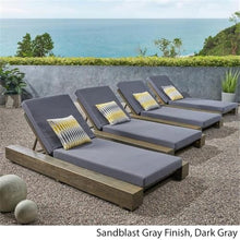 Noble House Broadway Outdoor Acacia Wood Chaise Lounge Set of 4 Gray