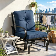 XITPEYEZY Outdoor Glider Chair with Cushions, Metal Frame, Navy Blue