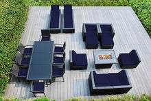 Ohana Depot 20 Piece Outdoor Patio Furniture Black Wicker Conversation Set with Fully Assembled Sectional and 42-inch Propane Gas Fire Table