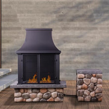 Afterglow Outdoor Propane Fire Pit Table for Patio Garden Backyard Outside Porch, Rectangle Rustic Stacked Stone Firepit Table with Top, Cover & Lava Rocks, 40000 BTU, CSA Certificated, 36"x20"x48"H