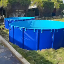Round Canvas Fish Pond Pool, PVC Water Storage Containers, Portable Water Storage Tank Foldable, Large Aquaculture Pool with Bracket, Easy to Install ﻿ ( Color : Blue , Size : 1.2x0.8m-900L/47x31in )