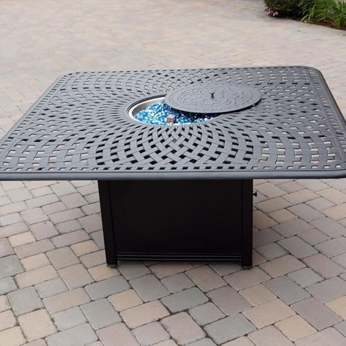 Darlee Signature 64 X 64 Inch Propane Fire Pit Dining Table Antique Bronze
