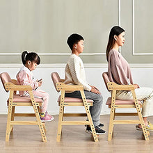 ZWLI Wooden Kids Dining Chair with Arms & Footrest, 6-Gear Adjustable Height, Grey