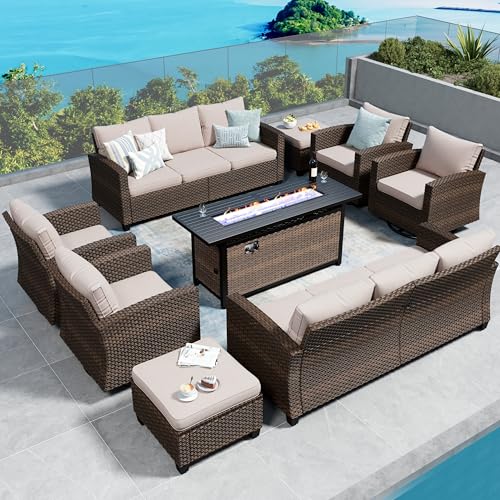 SUNSHINE VALLEY Patio Furniture Set Outdoor Brown Wicker Conversation Sets