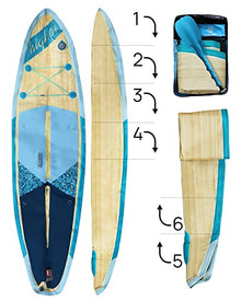 Highpi Inflatable Stand Up Paddle Board 11'x33''x6'' Vertically Center-Folded SUP Blue Wood