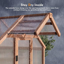 Modern Shade EverBloom 6.5'x12' Wooden Greenhouse, 8' Extra-Tall Cedar Wood Greenhouse with Built-in Outdoor Faucet Kit, Heavy Duty Greenhouse with Built-in Shelving, Power Strip & Ventilation System