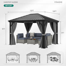 YITAHOME 10X12FT Metal Hardtop Gazebo Outdoor Patio Canopy Gray