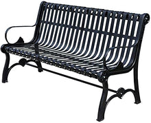 ANSNAM Outdoor Bench Garden Patio Seating Furniture, Outdoor Park Bench Garden Bench, Metal Leisure Cast Iron Bench, Courtyard Terrace Seat Bench with Backrest and Armrest (Size : 120cm)