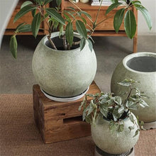 x3anggyt5 Planter Ball Shaped Aqua Green Plant Pot 3 Sizes with Drainage Hole Magnesium Clay Flower for Indoor Outdoor Room Balcony Garden Office Garden(Large)