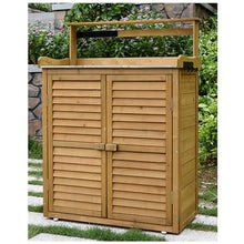 DFEDHF Wooden Garden Potting Bench Table with 3 Tier Shelves Waterproof Planting Work Bench for Outdoor Garden Storage and Organization Backyard Shed Tool Organizer (Brown 120x87x45cm)