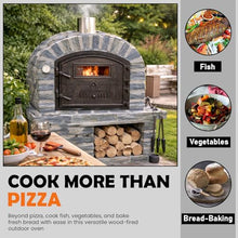 Authentic Pizza Ovens Lisboa Stone Premium Wood-Fired Pizza Oven, Handmade in Portugal, Triple-Insulated Brick Oven, Rotisserie-Capable, Dutch Door with View Window, Thermometer & Baking Dish Included
