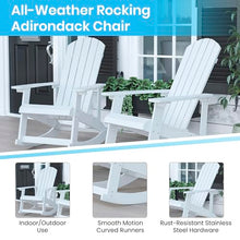 EMMA + OLIVER 4 Marcy Adirondack Rocking Chairs & Fire Pit Set White