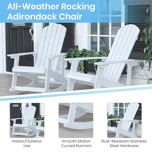 BizChair Set of 4 Savannah Adirondack Rocking Chairs White