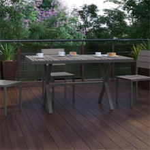 Afuera Living 59x39.5 Cross Frame Metal Patio Dining Table, Gray Finish, Polystyrene Slats, Rust Resistant, Seats 6 Adults, All-Weather Outdoor Table for Backyard or Commercial Use