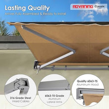 ADVANING Classic Series 8'X7' Electric Retractable Awning, 100% Acrylic UV+ Sun Shade Canopy, Canvas Umber (Solid), EA0807-A208H