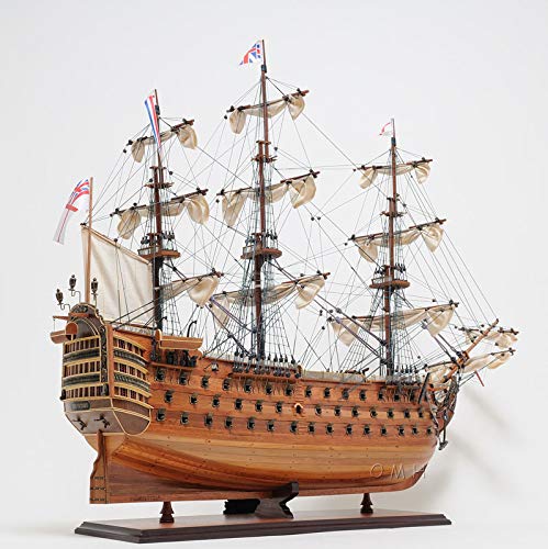 Old Modern Handicrafts HMS Victory Large Model Ship with Display Case Multi Color