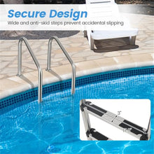 BAYUELSWU In-Ground Swimming Pool Ladder, Stainless Steel 4 Steps Pool Ladder Step, Heavy Duty Non-Slip Ladder Easy Assembly for Indoor/Outdoor Pool, Max Load Capacity 440 lbs