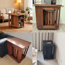 NABOOJ Multifunctional Rolling Side Table, Foldable Dining Table with Lockable Casters, Space Saving Furniture with 4-in-1 Nesting Stool