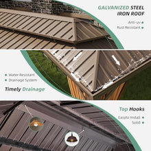 Jolydale Sonegra 12' x 20' Permanent Hardtop Gazebo Aluminum Frame with Curtains & Netting Brown