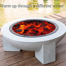 Outdoor Fire Pit Concrete Round and Wood Burning Fire Pit Backyard Patio Garden Fireplace with Grill Grate for Logs Concrete Style for Camping Outdoor Heating