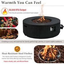 Merax 38'' MGO Propane Outdoor Fire Pit with Vertical Stripe Design, Brown